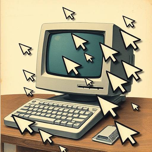 A collage of historical cursor examples from early computer interfaces.